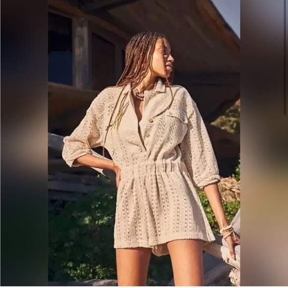 Free People- Ryan Romper in Tan - Picture 2 of 10